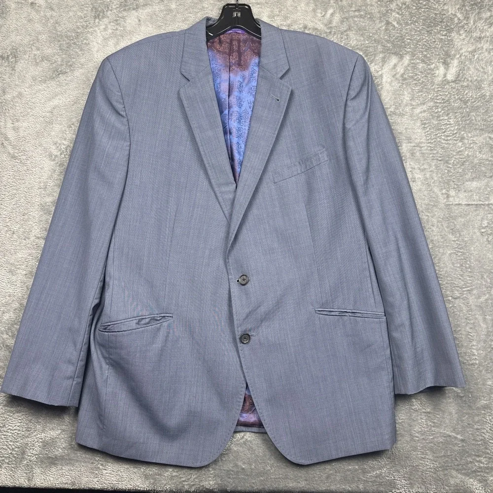Ted Baker Endurance Sport Coat Men's 44R Gray Blue Blazer Jacket 100% Wool Lined